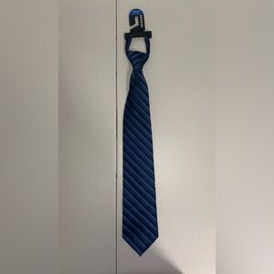 George Zipper Neck Tie Mens Navy Blue Stripe NWT